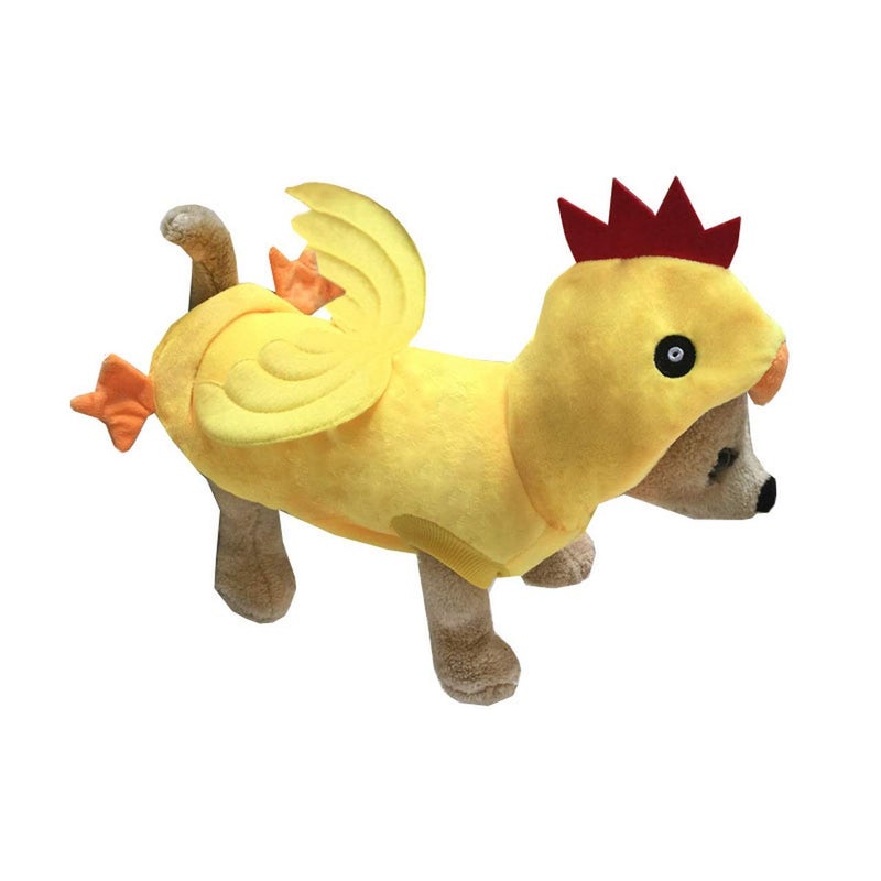 Mogoko Funny Dog Chicken Costume, Pet Halloween Christmas Rooster Cosplay Dress, Adorable Cat Apparel Animal Warm Outfits Clothes(L Size, Yellow) - Image 1